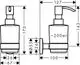 Hansgrohe Lotionenspender mit Pumpmechanismus und einem Fassungsvermögen von etwa 200 ml, montierbar an der Wand, mit klaren Abmessungen und einer einfachen Form.